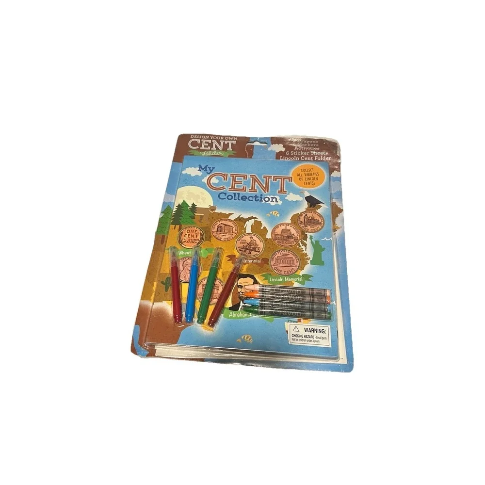 Design Your Own Cent Folder~My Cent Collection~8 Crayons/Markers~Folder/Stickers